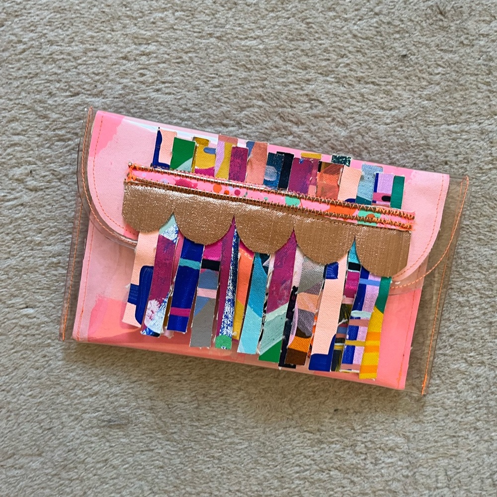 Tiff Manuel clutch in neon colors - can be used w pink insert or clear bag